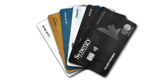 Sample of Synergy CU Collabria personal credit cards